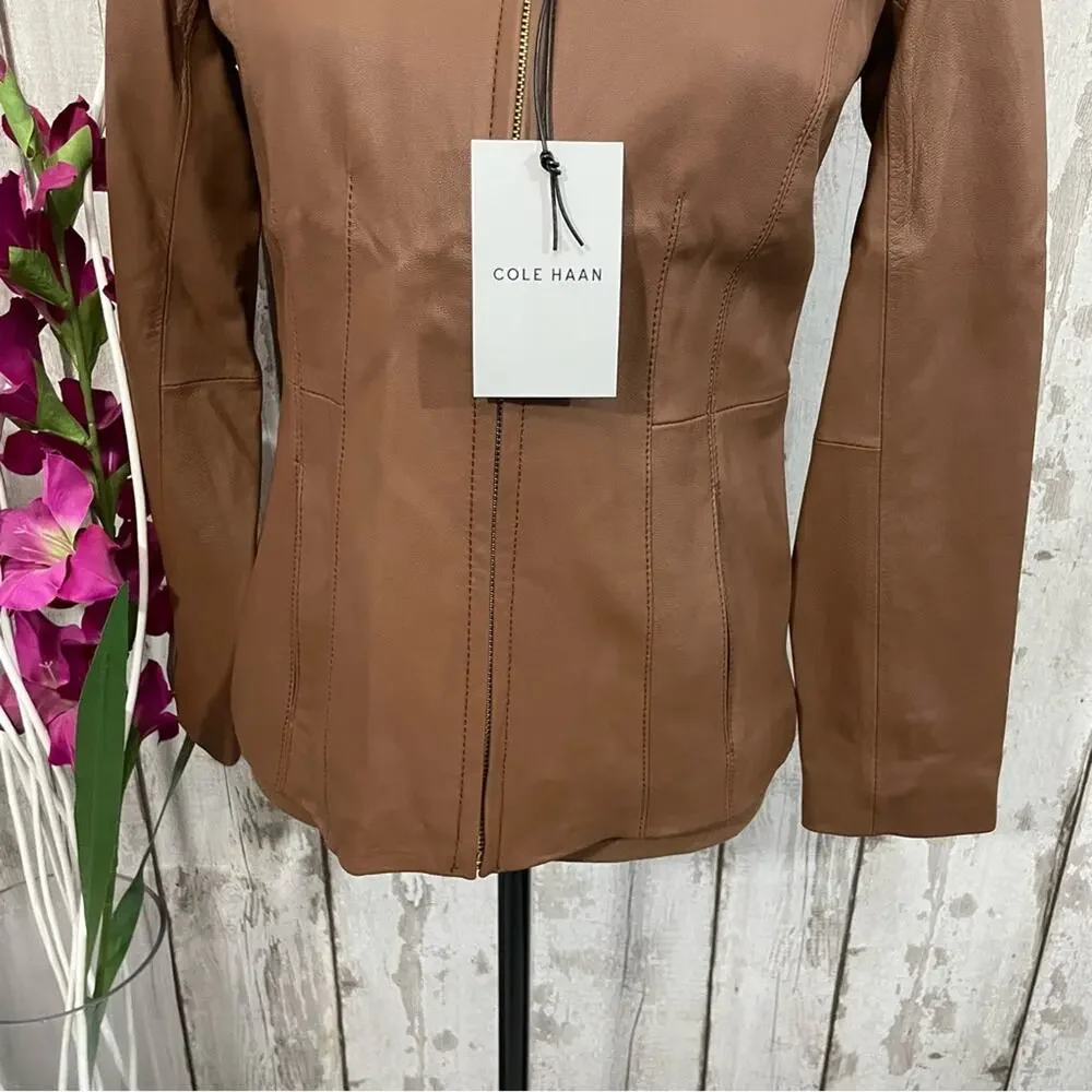 Cole Haan - NWT Fitted Leather Jacket - Picture 7 of 13